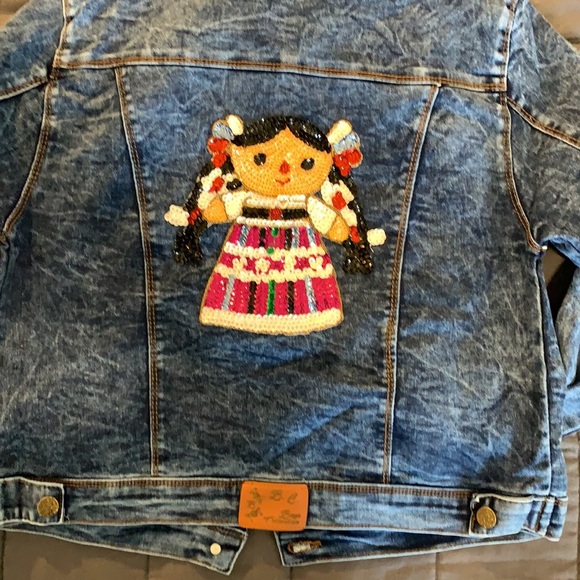 Mexican Denim Jacket embroidered, new without tags, - Picture 5 of 5